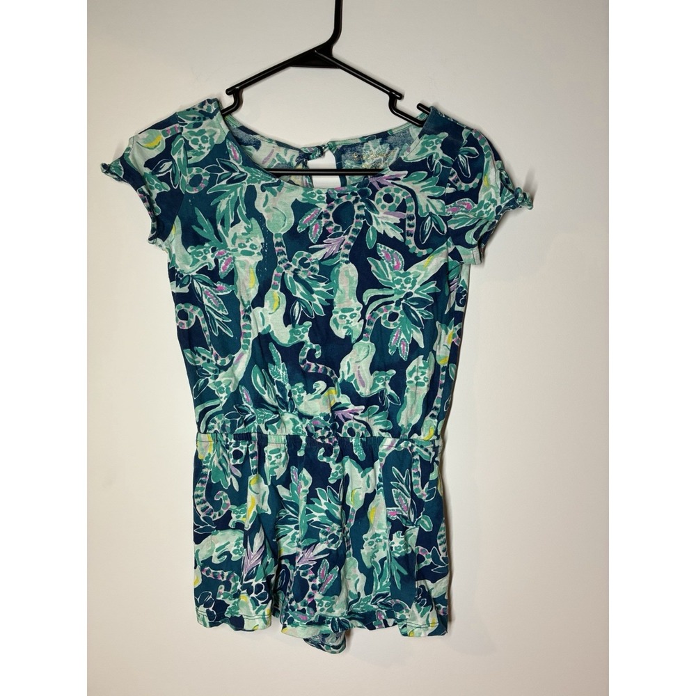 Lilly Pulitzer Girls Tidal Wave Lemurs Beacon Romper in a size 8-10